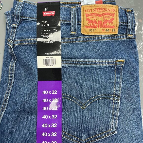 NEW Levis 511 Slim Straight Fit Jeans Men's Size 40x32 Stretch Denim - Picture 2 of 9